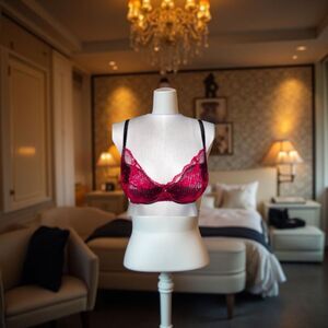 Plus Size Paramour Red/Black Lace Bra Size 36DD